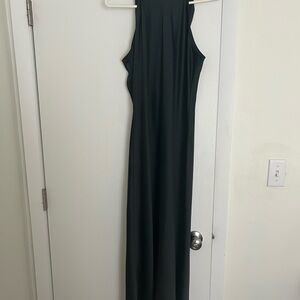 Elegant High Halter Neck Tie Black Maxi Dress